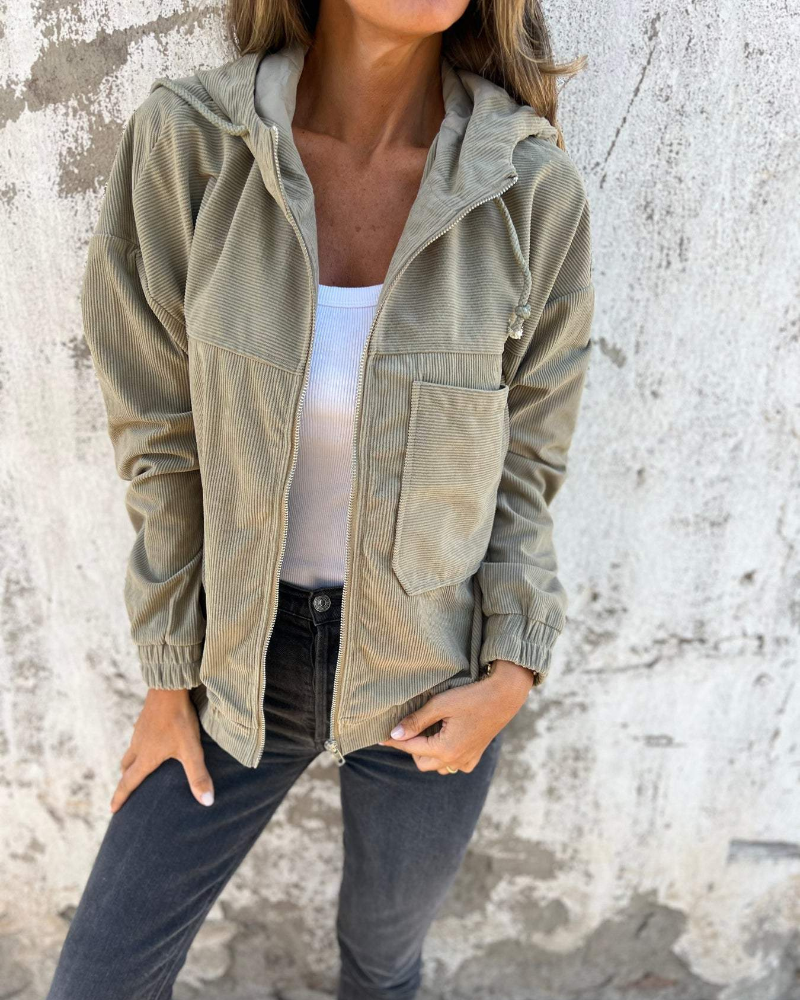 Amara | Corduroy Zip-Up Hoodie