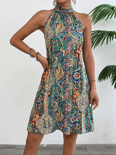 Mia™ - Pleated Halter Neck Dress